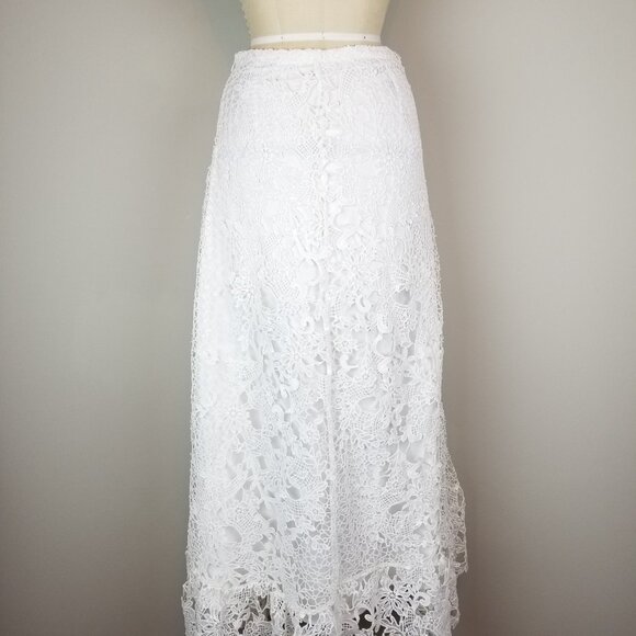 Beautiful Boston Proper White Crochet Ruffled Lace High Low Skirt Ladies Size 2 - Picture 6 of 9